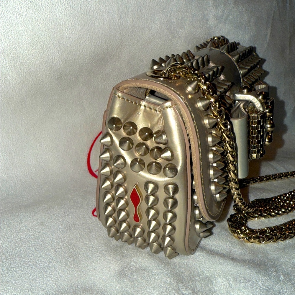 Christian Louboutin Gold Studded Bag - Picture 4 of 16